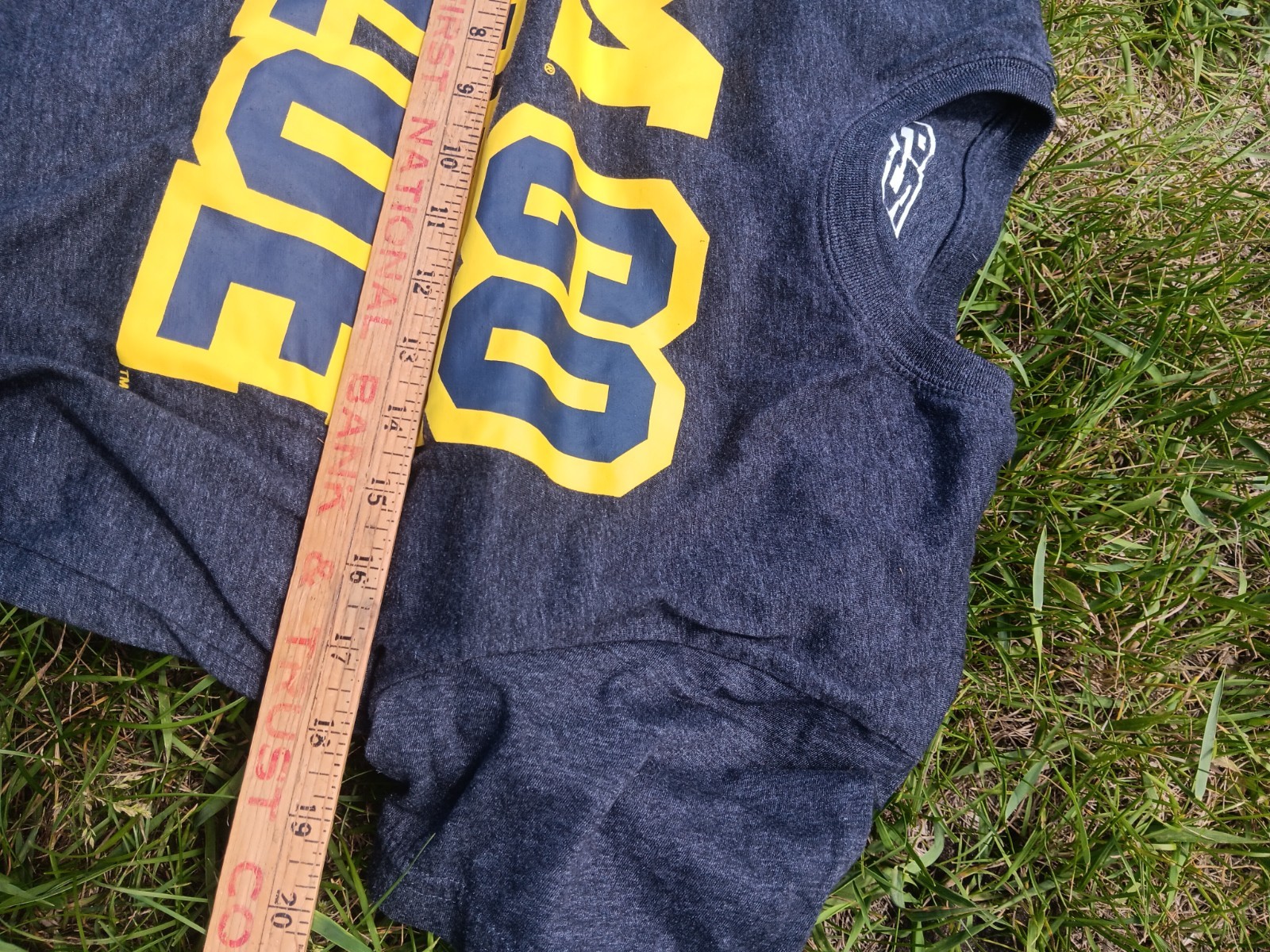 Michigan “GO BLUE” t-shirt Sz S Gray,Blue with yellow print cotton poly blend