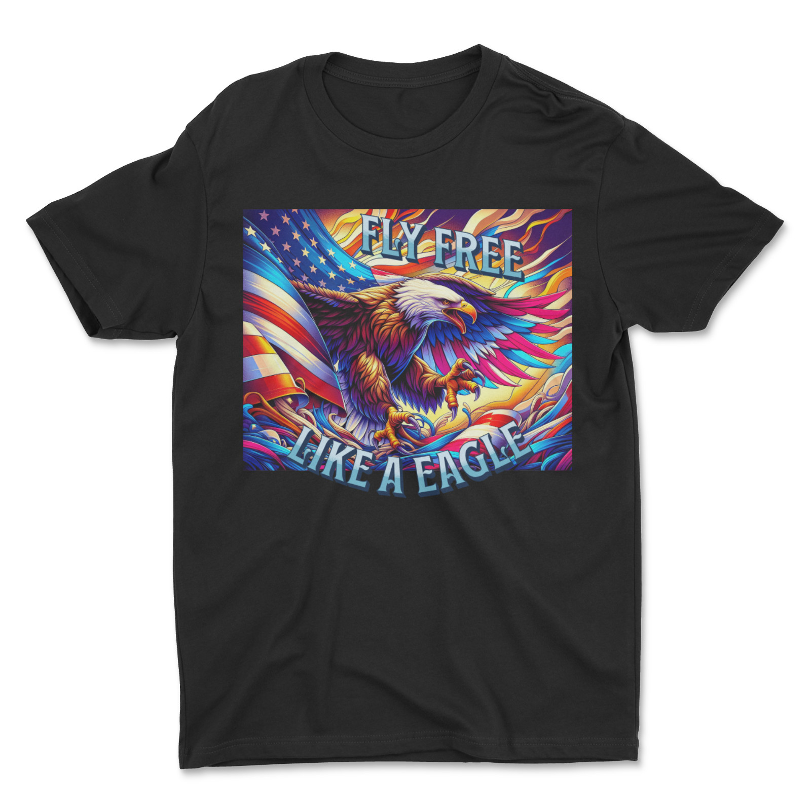 Custom T-Shirt,Fly Free,eagle Dtf Print On Next Level T-Shirt unisex Soft Cotton