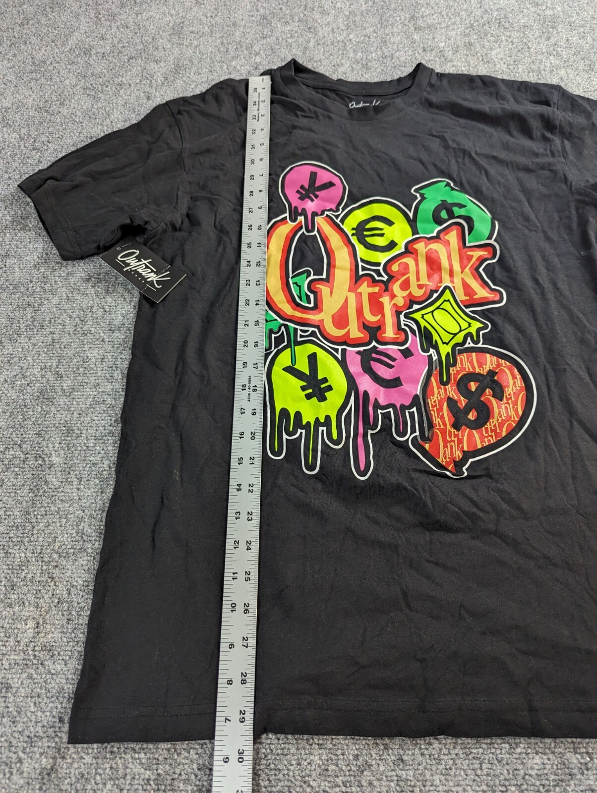Outrank T-Shirt Men&rsquo;s L Black Graphic Print Money Bags NWT