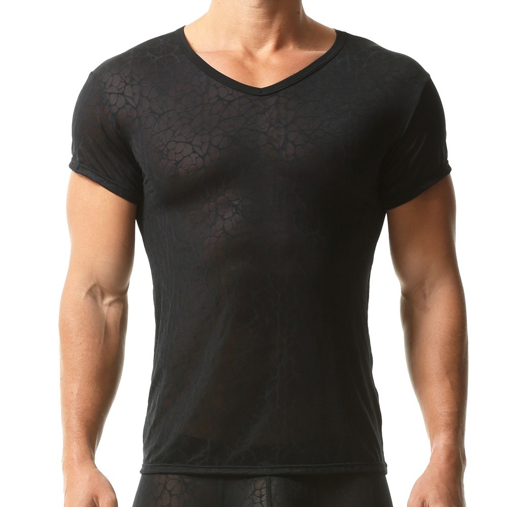 Men&rsquo;s Ultra-thin Short Sleeve T-shirts V-neck Slim Fit Undershirts Basic Tops XL