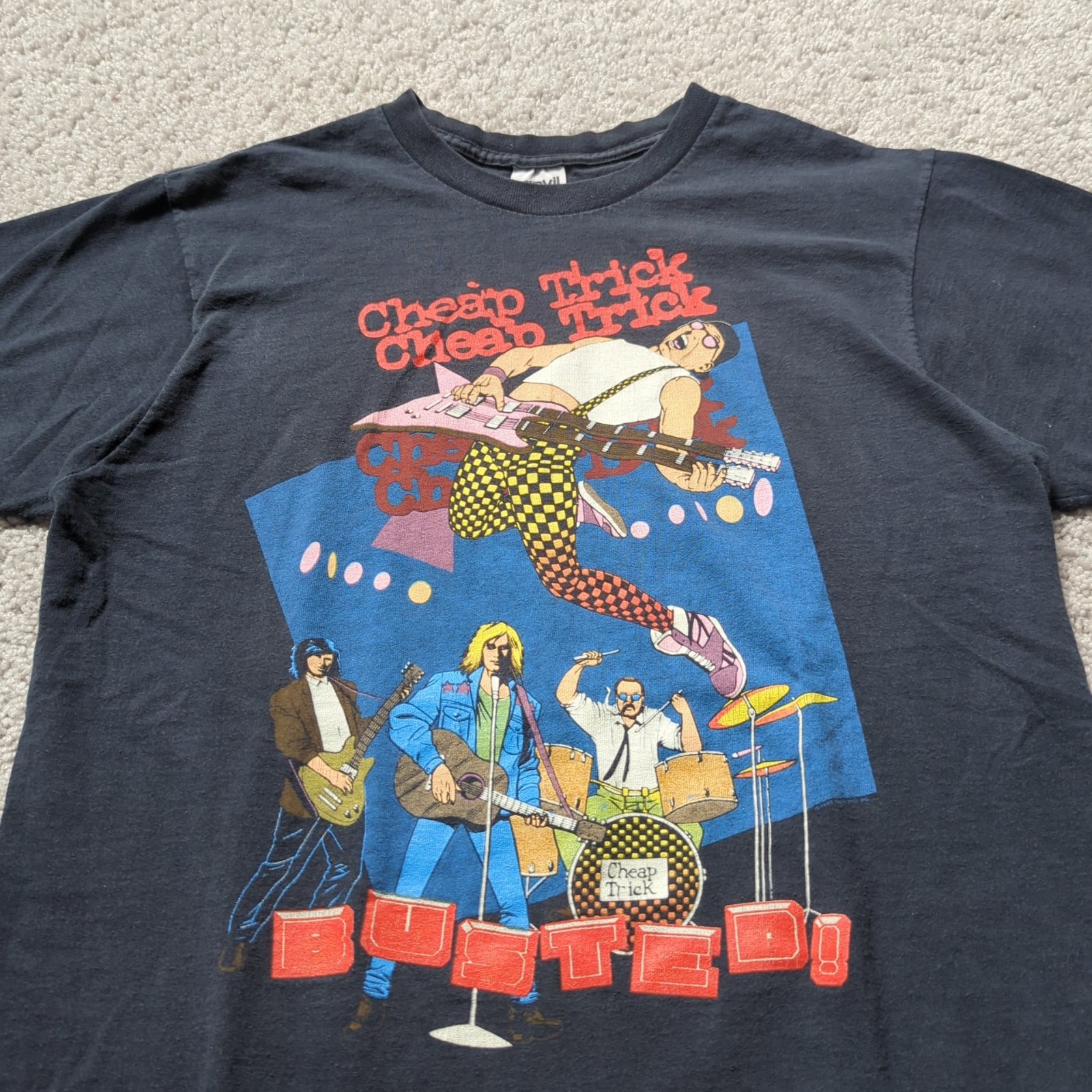 VTG 1990 Cheap Trick Busted Tour Shirt Mens M Rock Band Merch Single Stitch