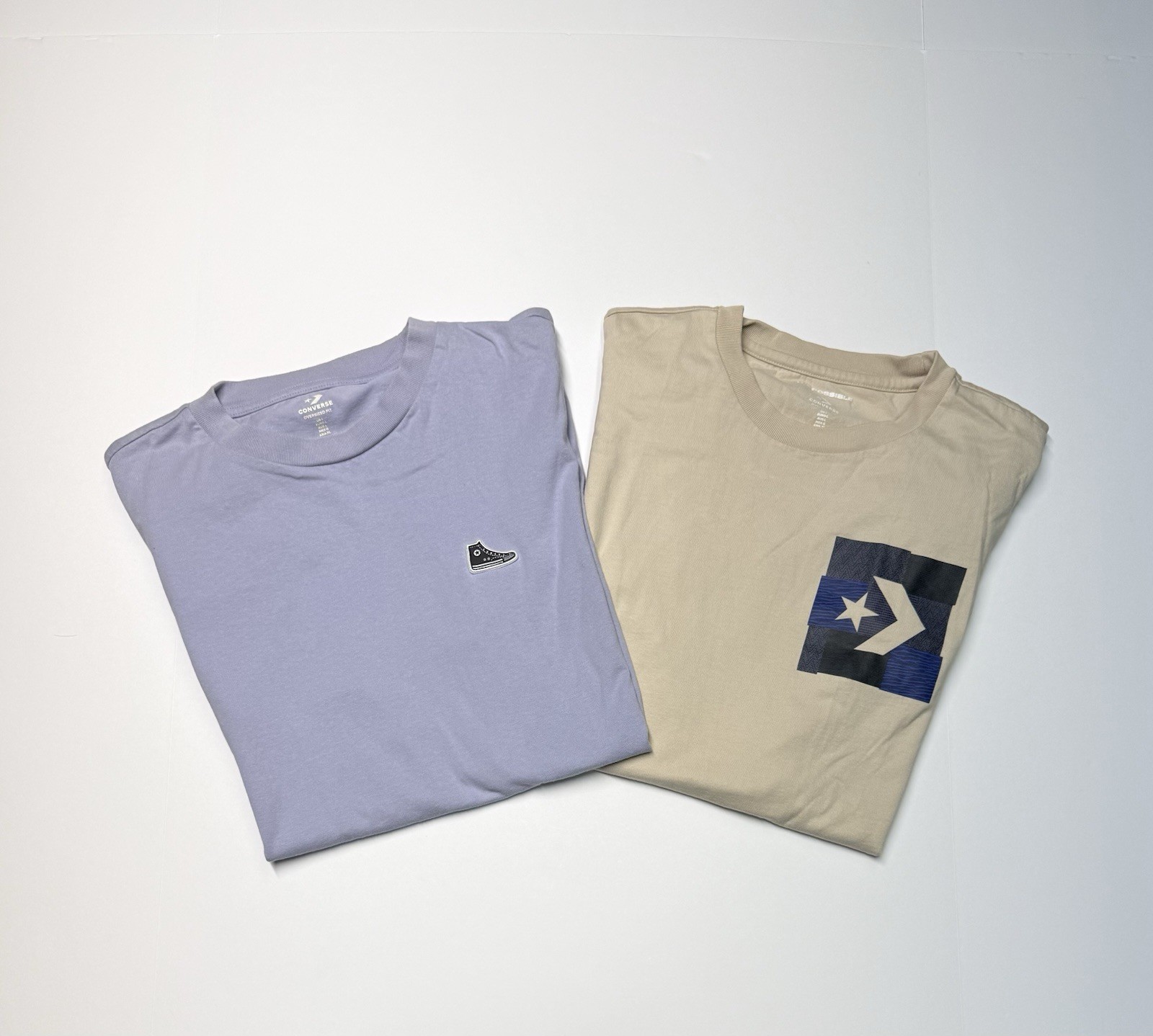 Lot Of 2 Converse T Shirts Oversized Fit Short Sleeve Mens Size Large Graphic T