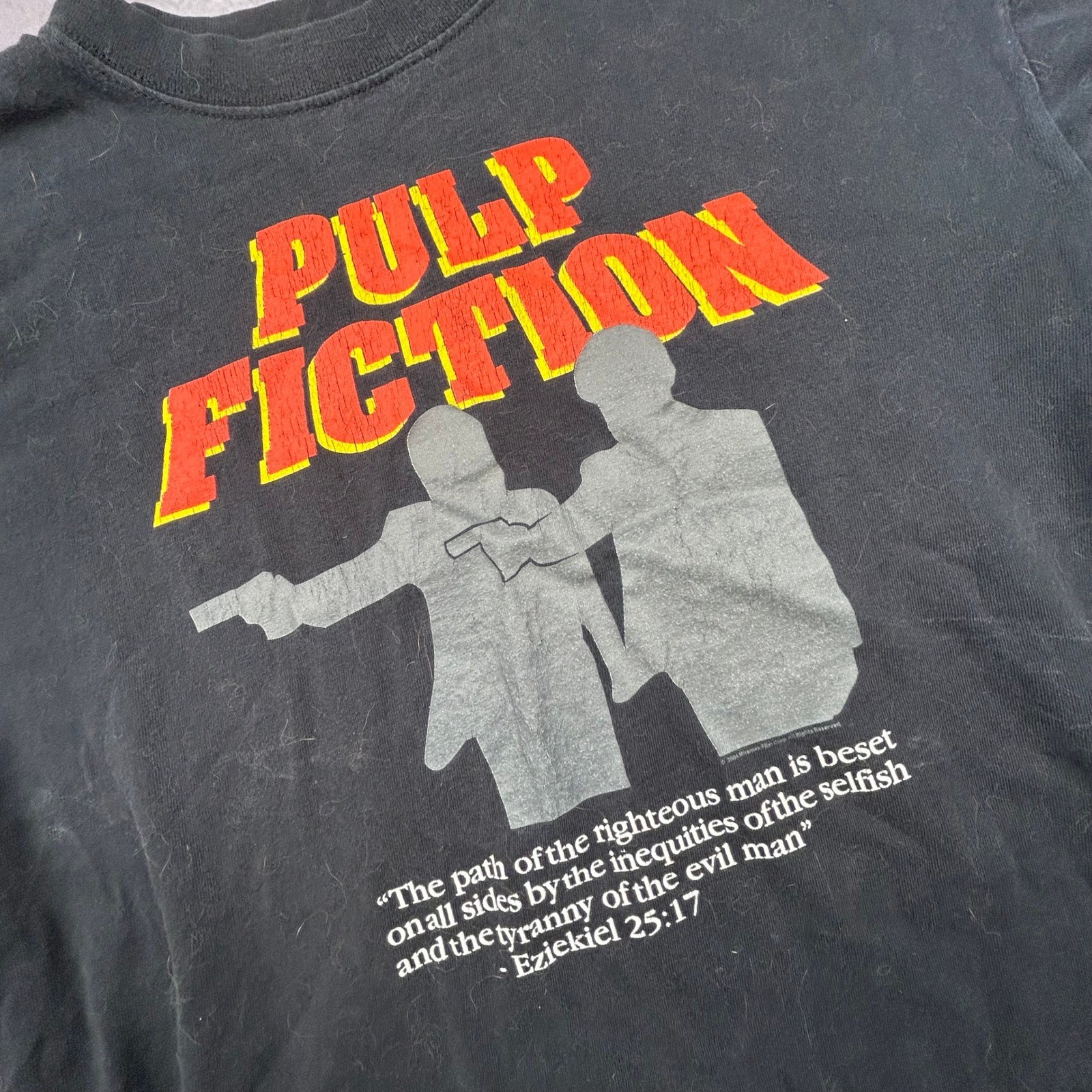Vintage Pulp Fiction Movie Promo T-Shirt Black 90s Ezekiel 25:17 Graphic XL