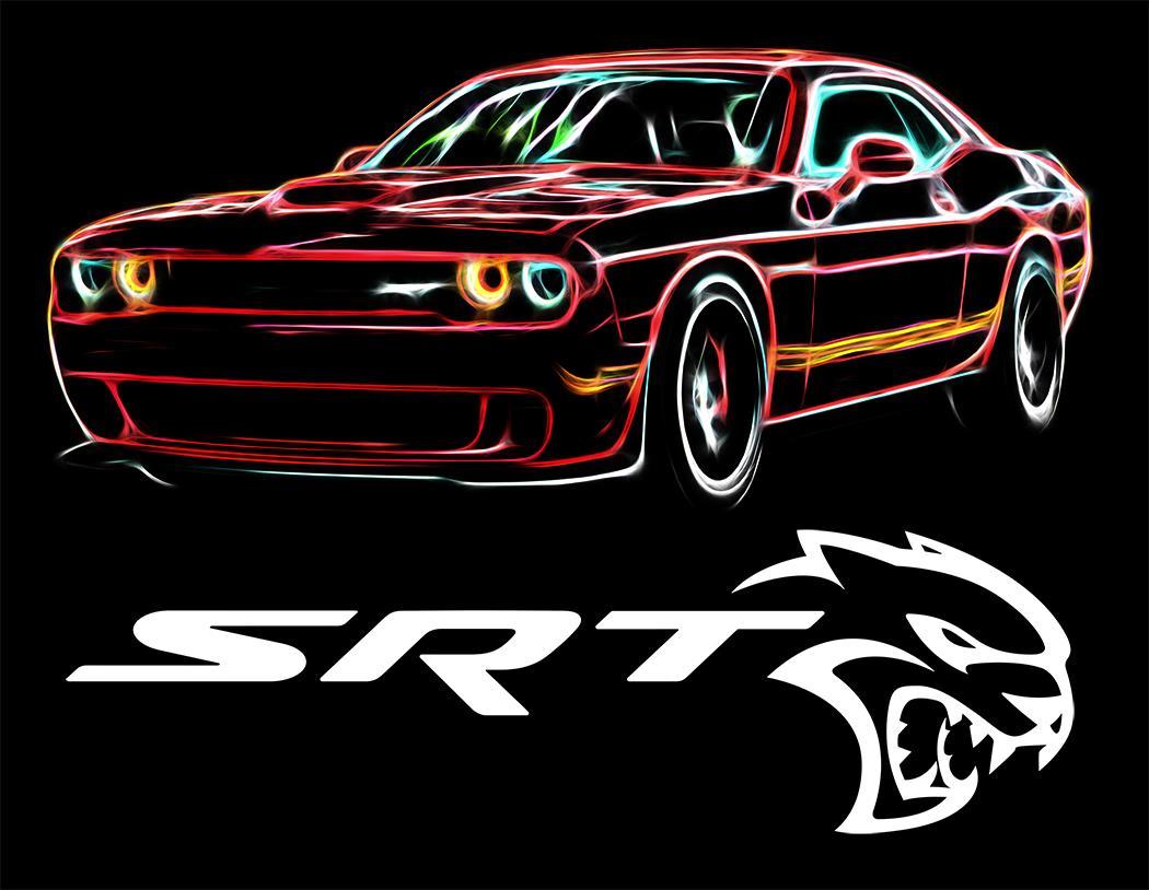 SRT Challenger Hellcat Neon Design Tshirt NEW FREE SHIP