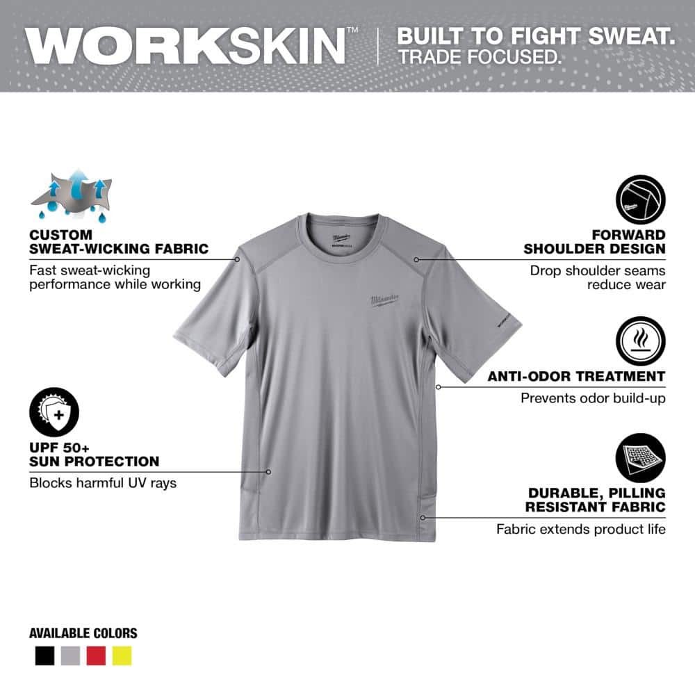 Milwaukee Gen II Men&rsquo;s Work Skin Large Gray Lightweight Performance T-Shirt