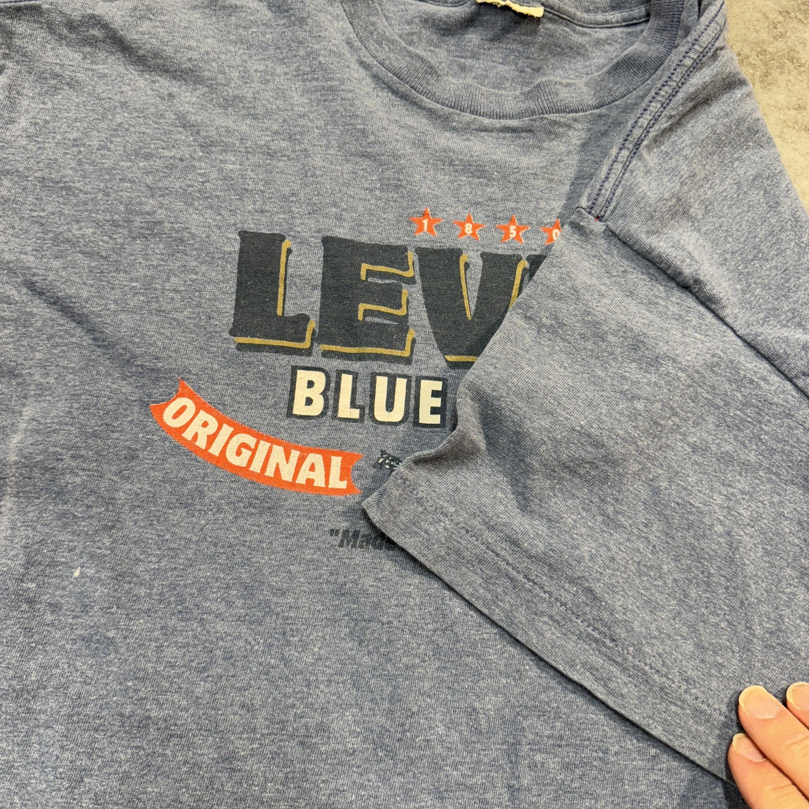 Levis Shirt Mens Extra Large Blue Graphic Tee Original Authentic Blue Jeans Logo