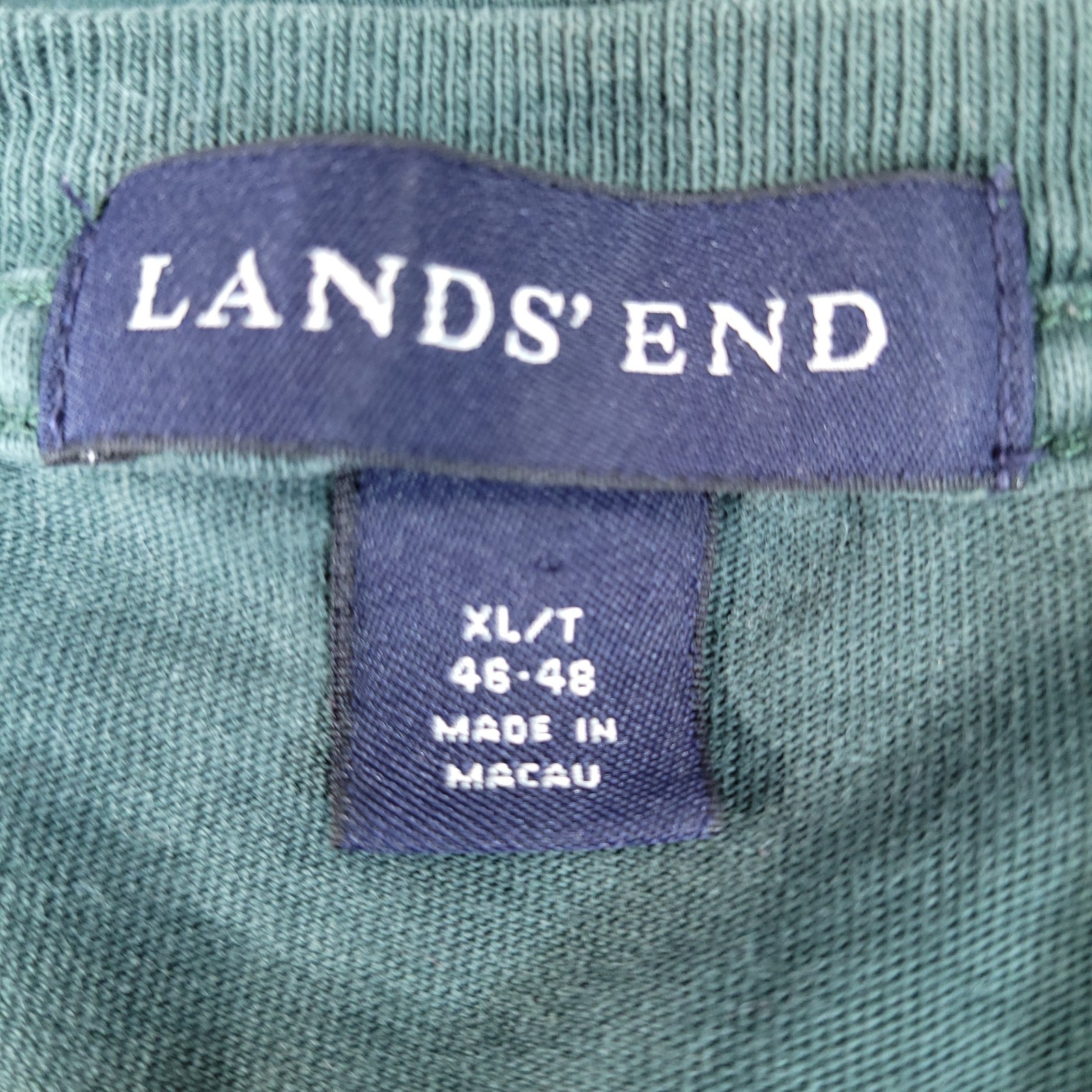 Lands&rsquo; End Men&rsquo;s T-Shirt Green XL/T Cotton Crew Neck Machine Washable