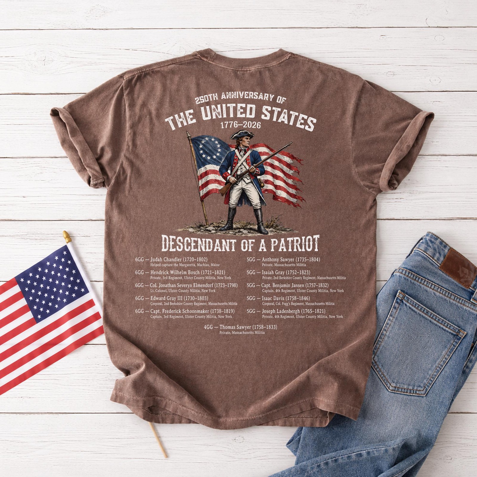 250th Anniversary Descendant of a Patriot Shirt Custom Family Heritage Tee
