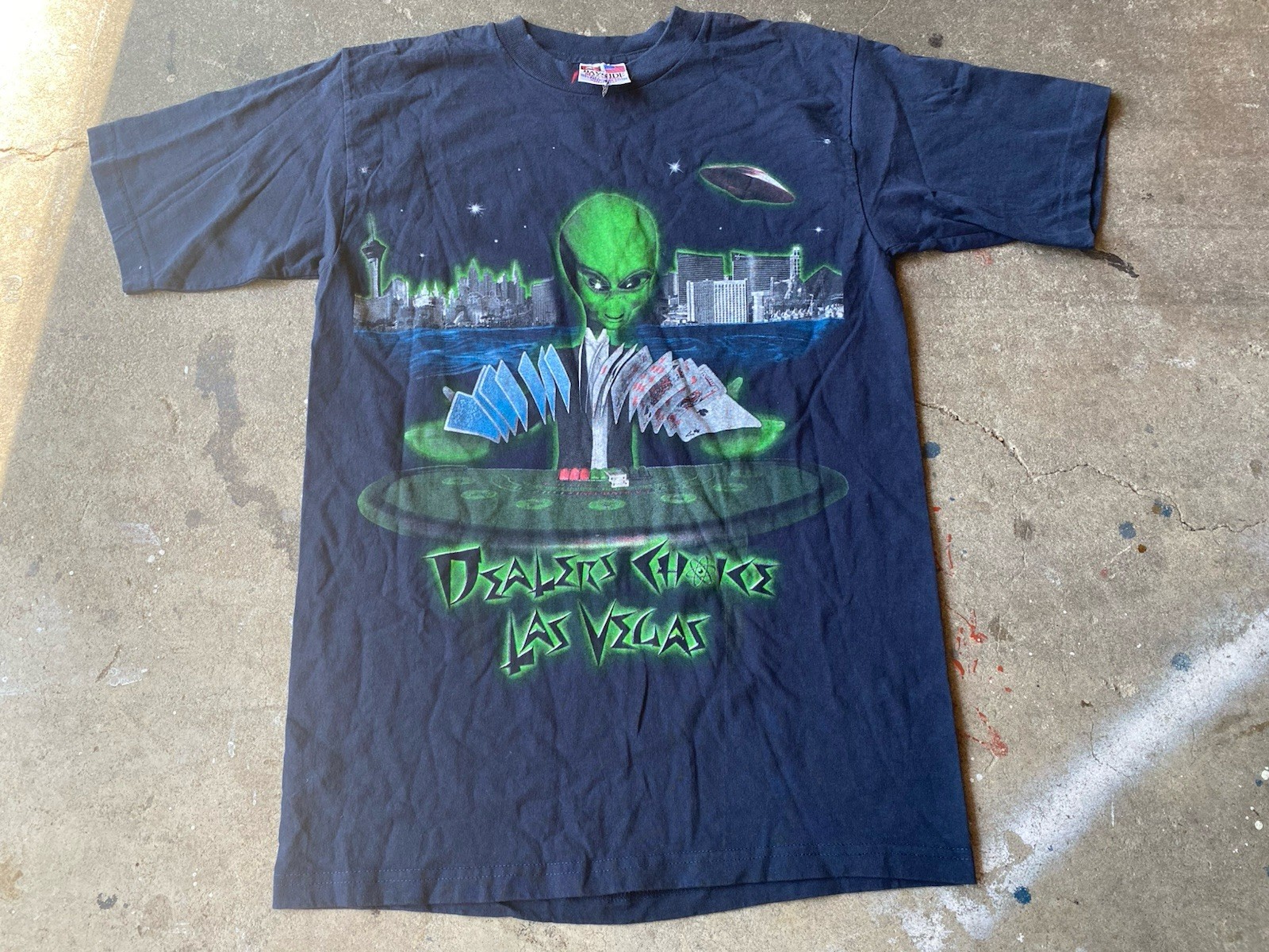 Vintage Alien Las Vegas Dealers Choice Tee UFO ET 90s Rare T Shirt Size Med