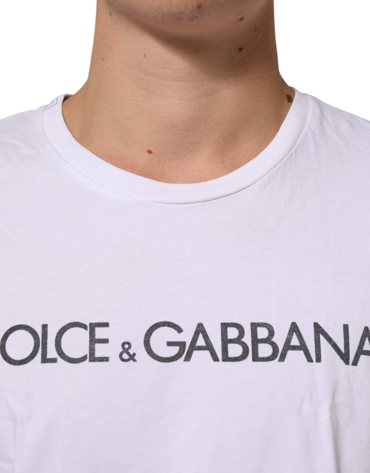 DOLCE & GABBANA T-shirt White Logo Print Cotton Crew Neck IT52/US42/XL 600usd