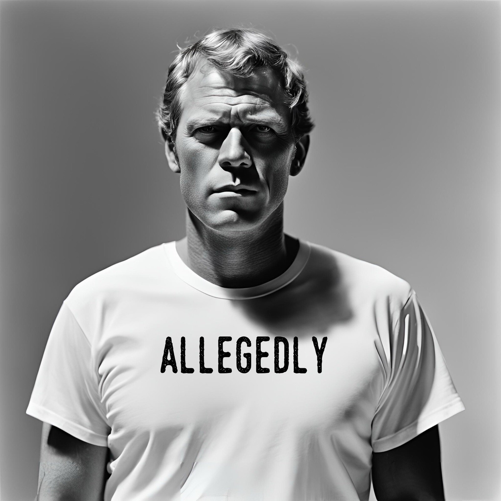 “Allegedly” Screen printed 100% cotton T-shirt hand made California Size M