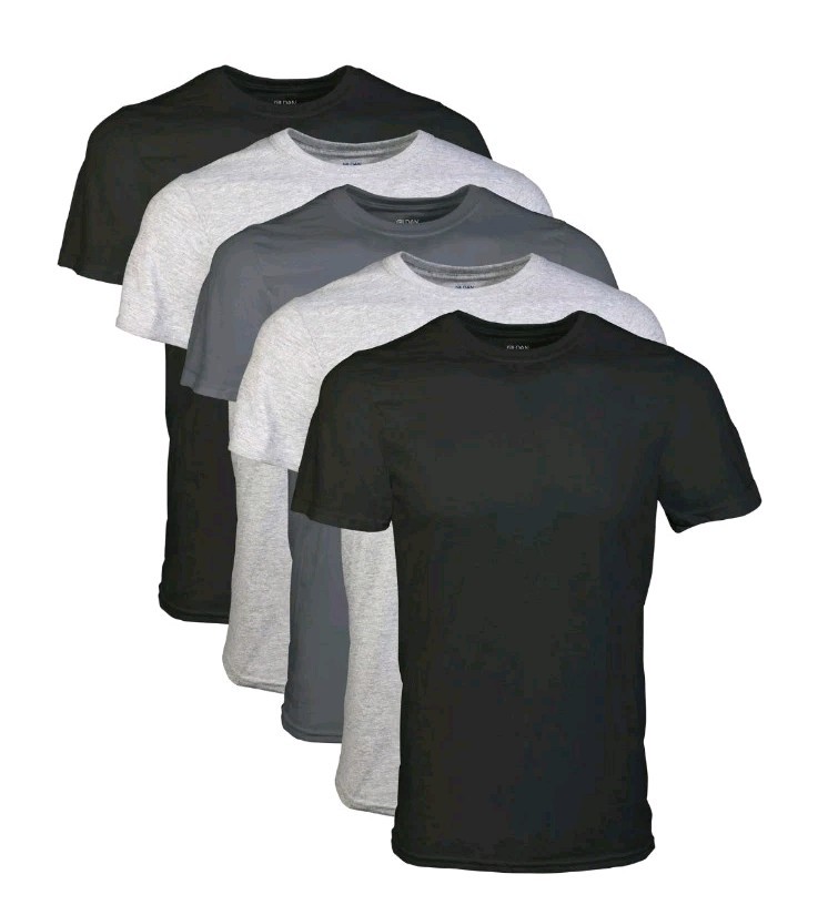 Gildan Men&rsquo;s Crew T-Shirts Multipack Style G1100 BlackSport GreyCharcoal Size M