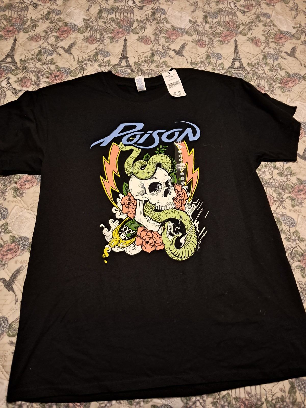 Poison Size L Shirt Rock & Roll Snake Skull Briscoe Brands 60/40 cotton/poly