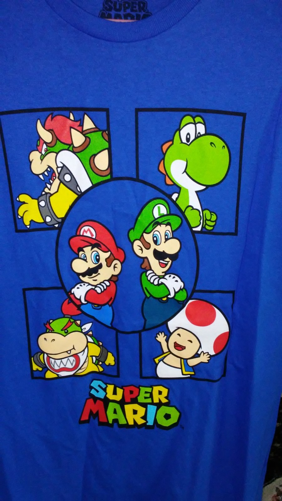 Super Mario Blue L t-shirt Yoshi Toad Bowser Jr. Bowser BRAND NEW 👇🏻READ👇🏻