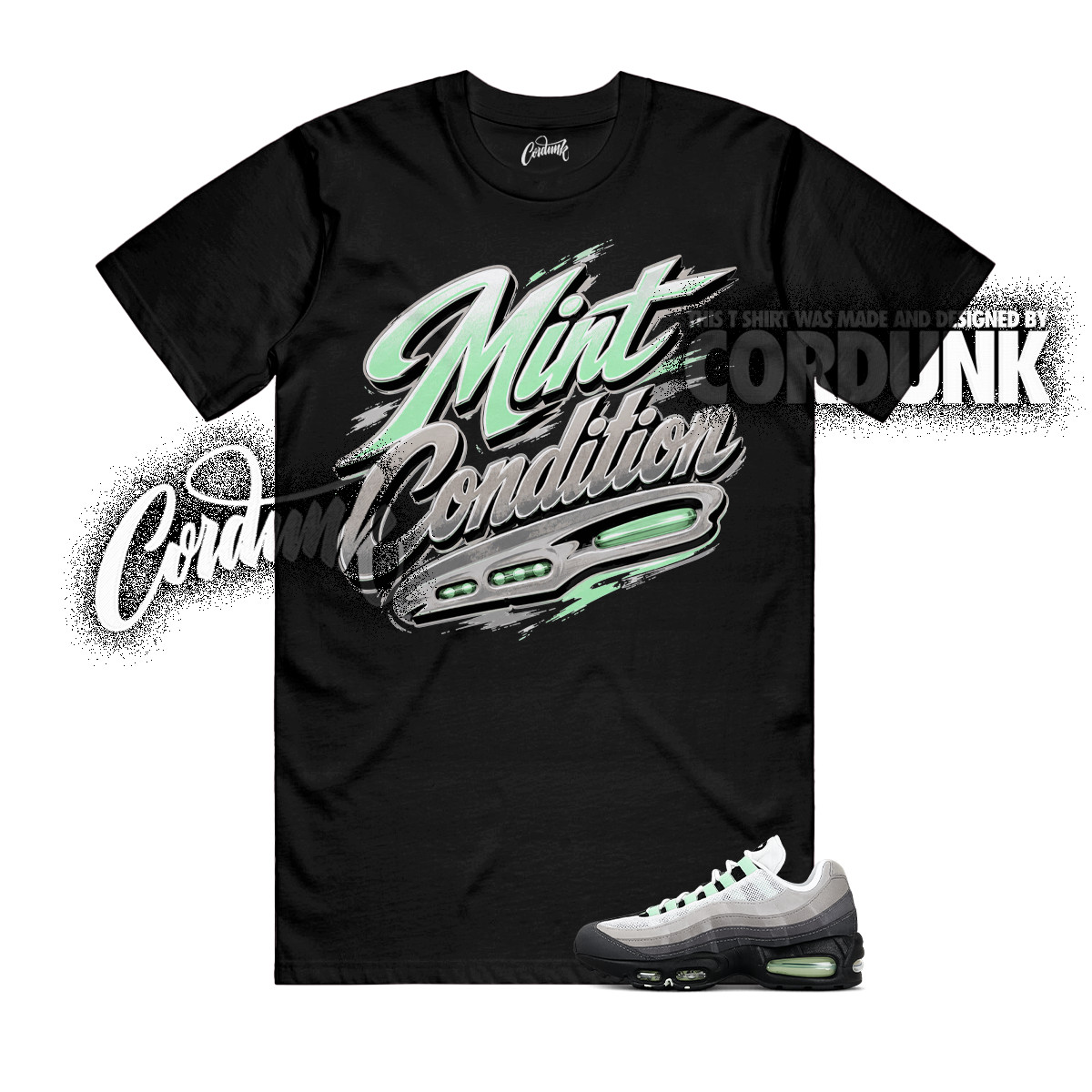 Air Max 95 Fresh Mint OG Big Bubble Green Foam Grey T Shirt Match MC