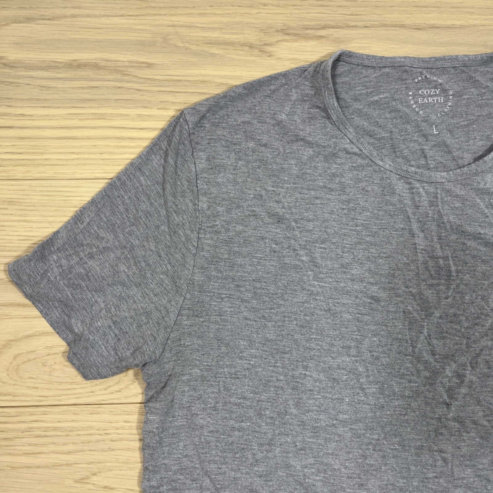 Cozy Earth Bamboo Lounge Pocket T-Shirt Tee Mens Size L Crew Neck Gray