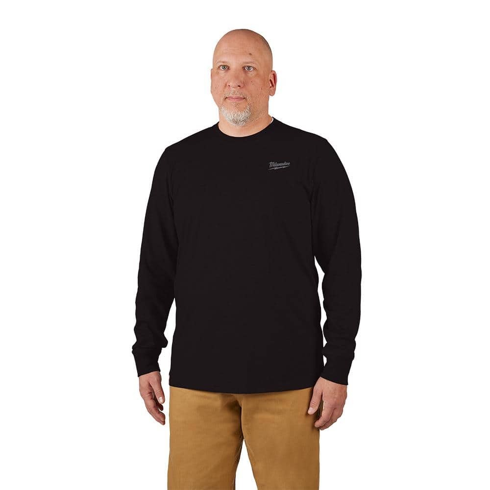 Milwaukee Men&rsquo;s X-Large Black Cotton/Polyester Long-Sleeve Hybrid Work T-Shirt