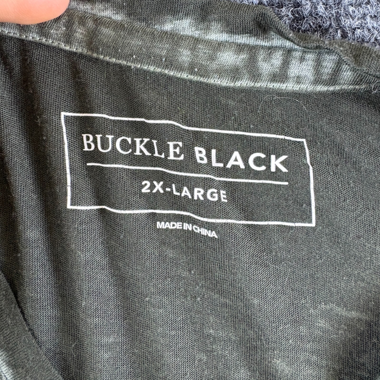 Buckle Black Burnout T-Shirt Mens 2XL Cotton V Neck Short Sleeve Everyday Wear