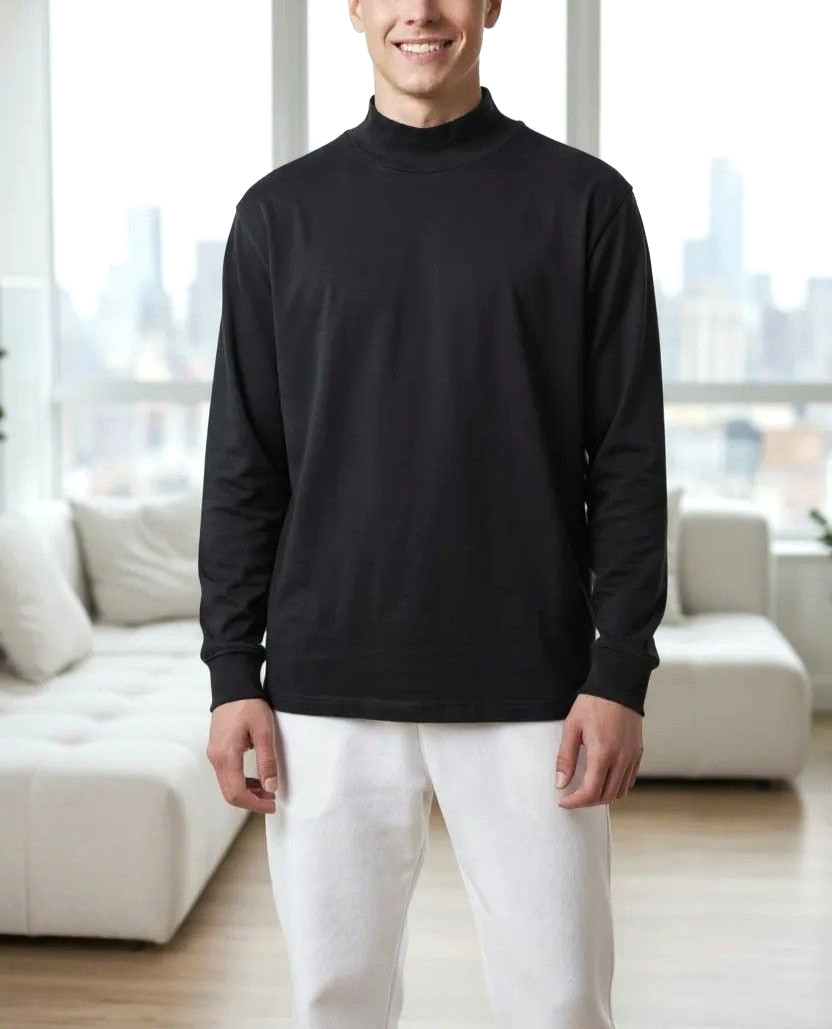 Lands End Men&rsquo;s Medium Black Long Sleeve Crew Neck Shirt 20Wx28L