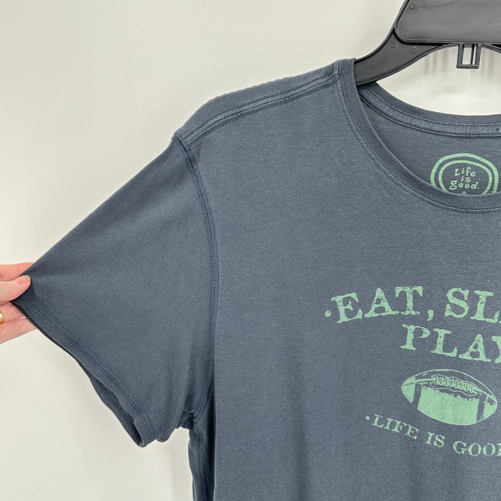 Life Is Good shirt Mens Medium Gray Eat Sleep Play Semi Fitted Lounge Top