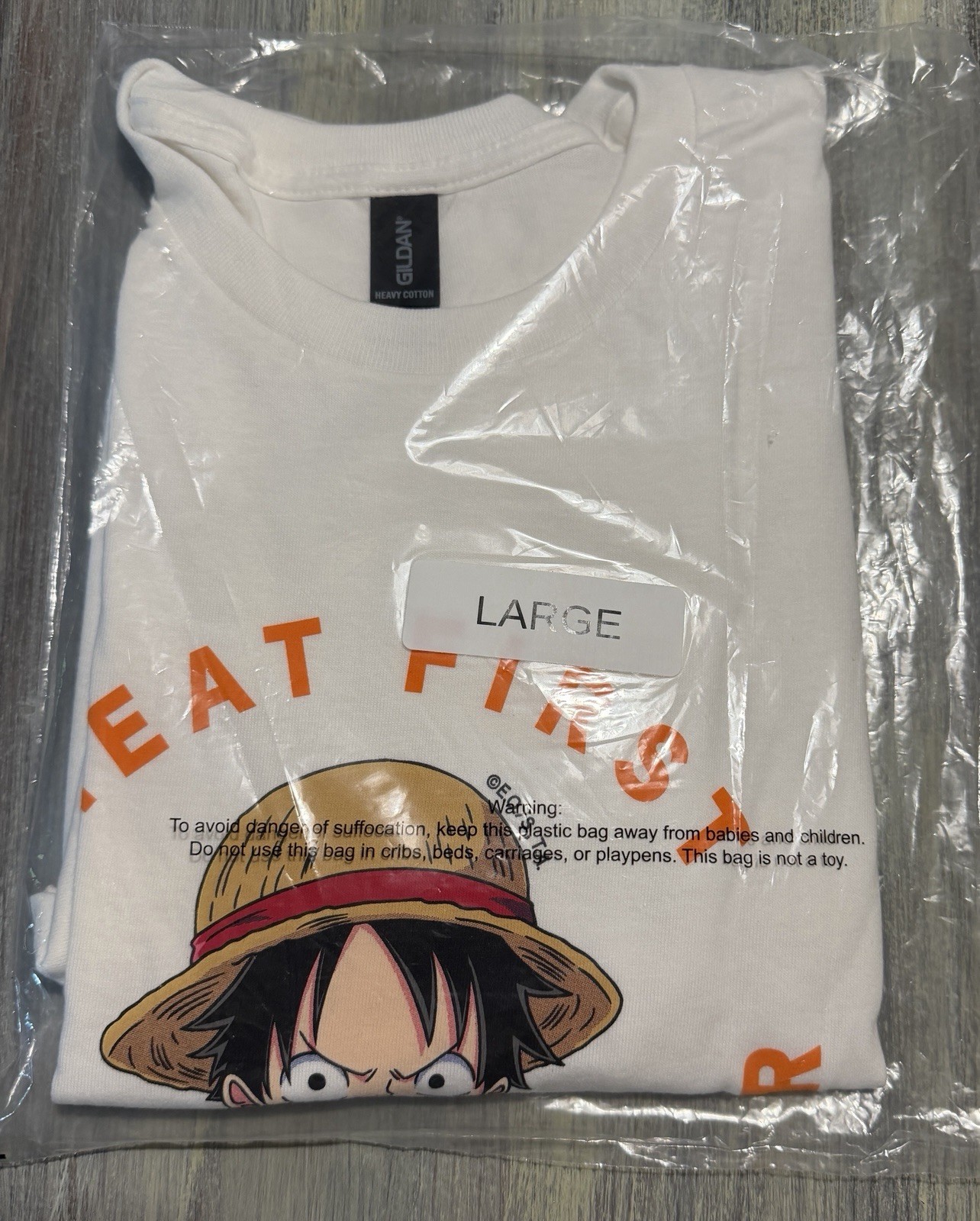 Popeyes x One Piece Luffy T-Shirt Size LARGE Limited AUTHENTIC – In Hand NEW