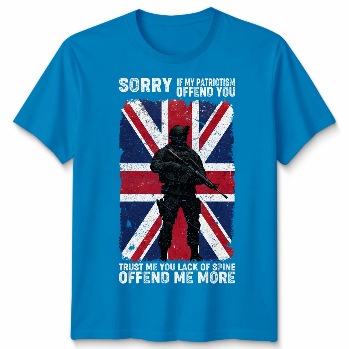 British Soldier Union Jack Patriotic Defiance Military Mens Womens Graphic Tee