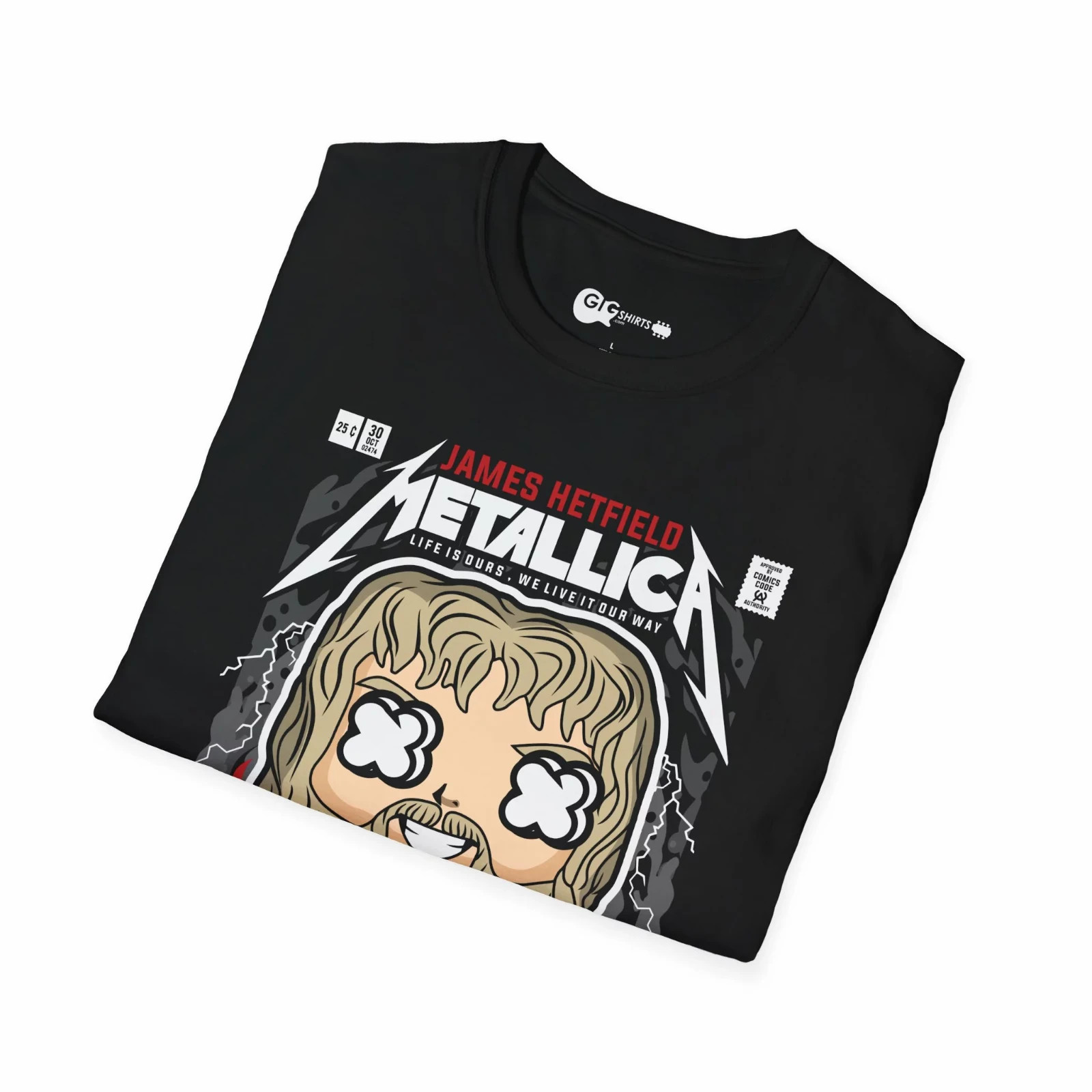Metallica – James Hetfield Comic Black T-Shirt, Funko Pop Style, Casual Gift