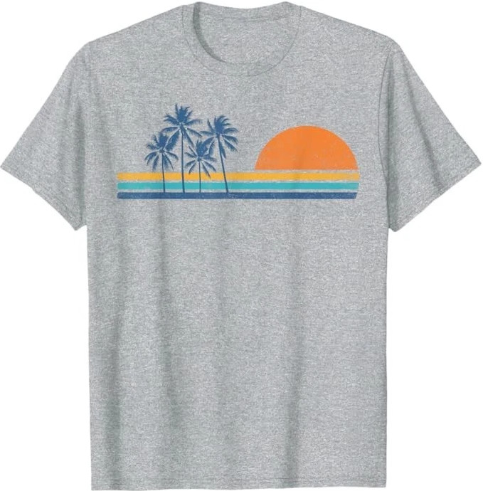 Retro 70s Sunset Palm Trees Vintage Tropical Beach Graphic T-Shirt 2