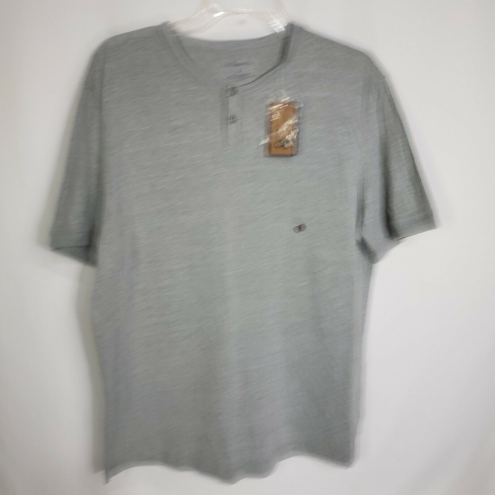 G.H. Bass Co Men&rsquo;s T Shirt Large Gray 2 Button Short Sleeve Casual Crew Neck