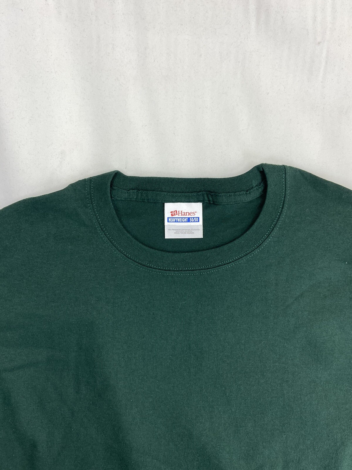 Hanes Heavyweight 50/50 Blank T Shirt NOS Dark Green Size Medium Vintage