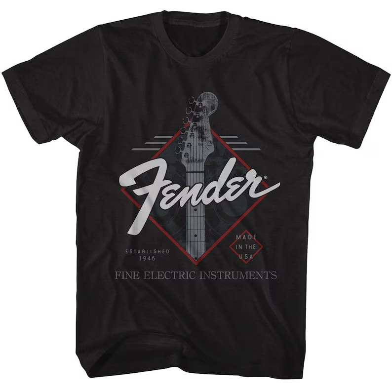 Fender Guitars Made In The USA Black T-Shirt