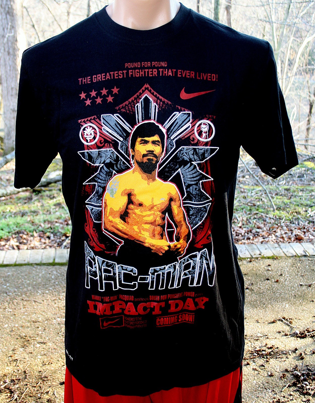Nike Manny Pacquiao Pac-Man Impact Day T Shirt New Mens M Black 2010 Boxing
