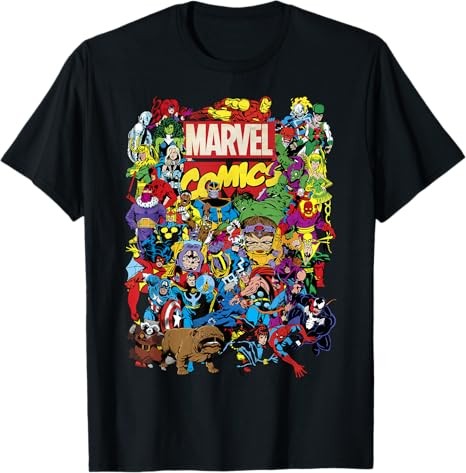 Marvel Comics Retro Classic Avengers Heroes Group Shot T-Shirt Size S – 5XL