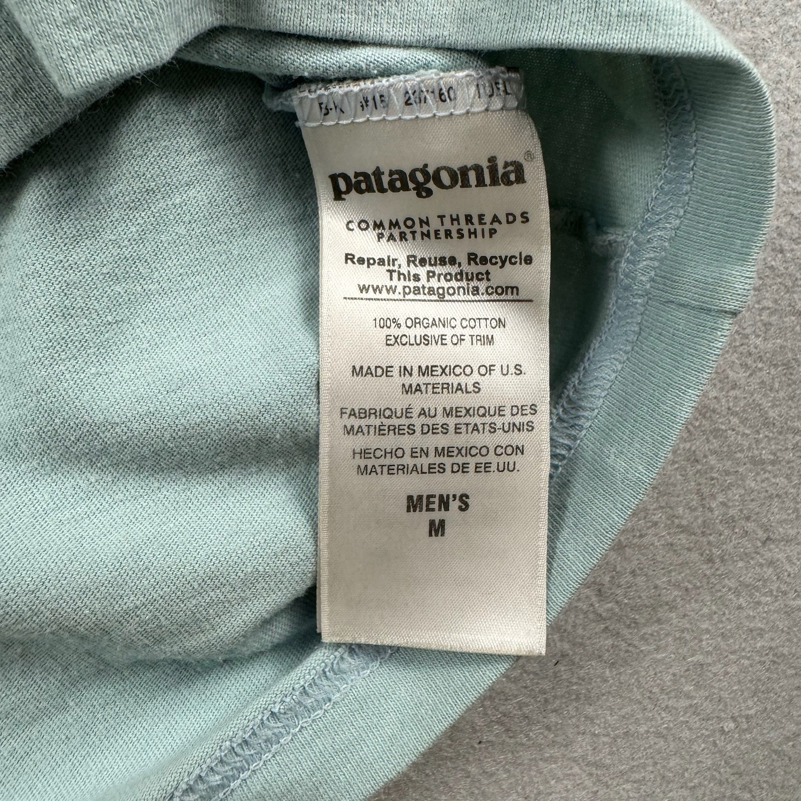 Patagonia Shirt Mens M Light Blue Live Simply Tent Logo Graphic Tee Camping