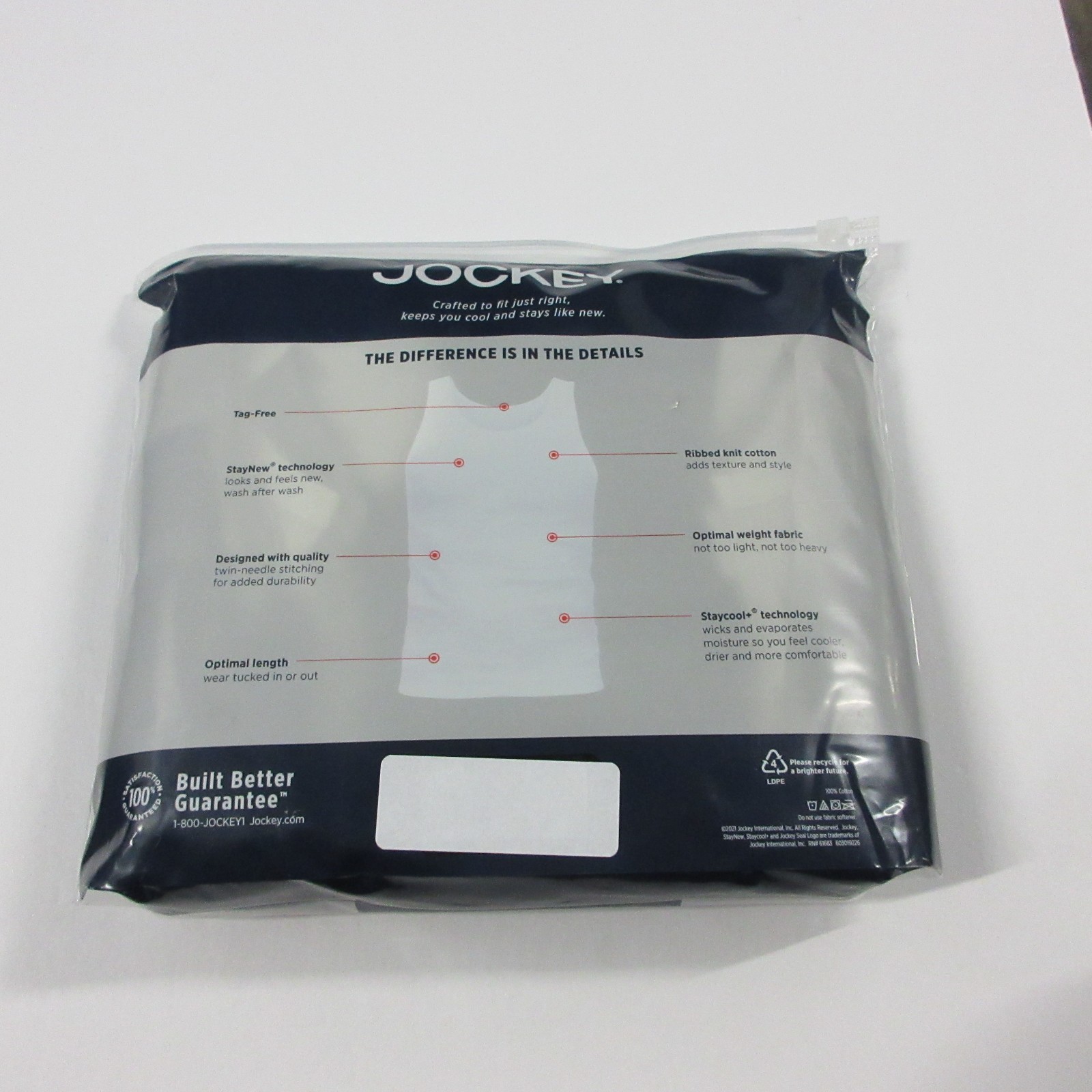 New Jockey 4 Pack Men&rsquo;s Stay Cool Cotton Tanks Extra Large XL Black Gray White