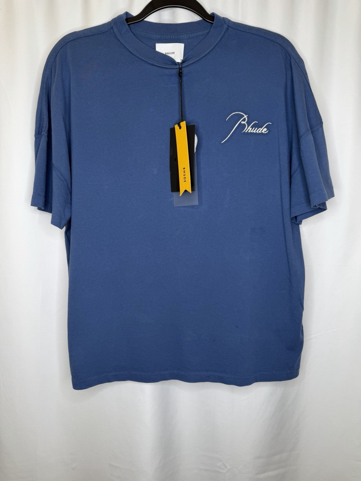 RHUDE REVERSE TEE BLUE SCRIPT LOGO T-SHIRT MEN&rsquo;S XS-MSRP $315