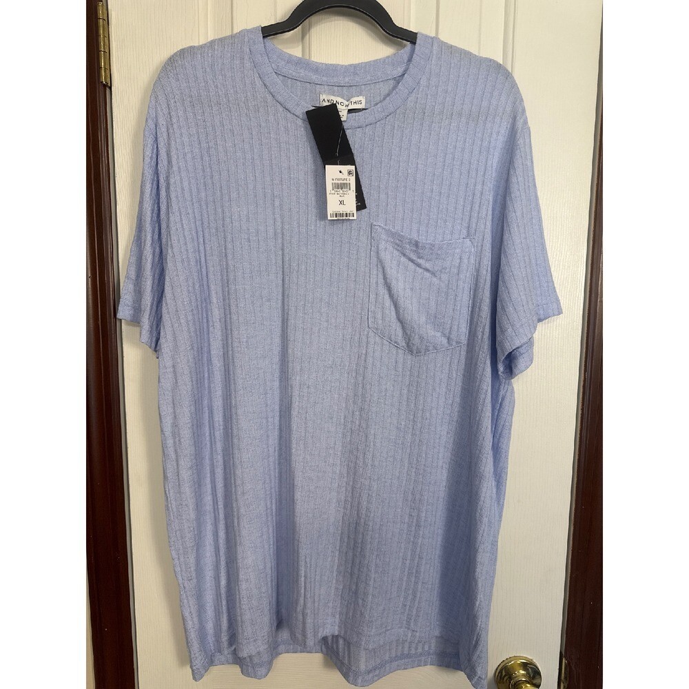 And Now This Ribbed T-Shirt Soft Casual Pocket Tee Mens XL