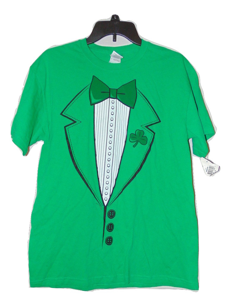 St Patrick&rsquo;s Day Tuxedo T-Shirt Mens Medium Green Shamrock Graphic Tee