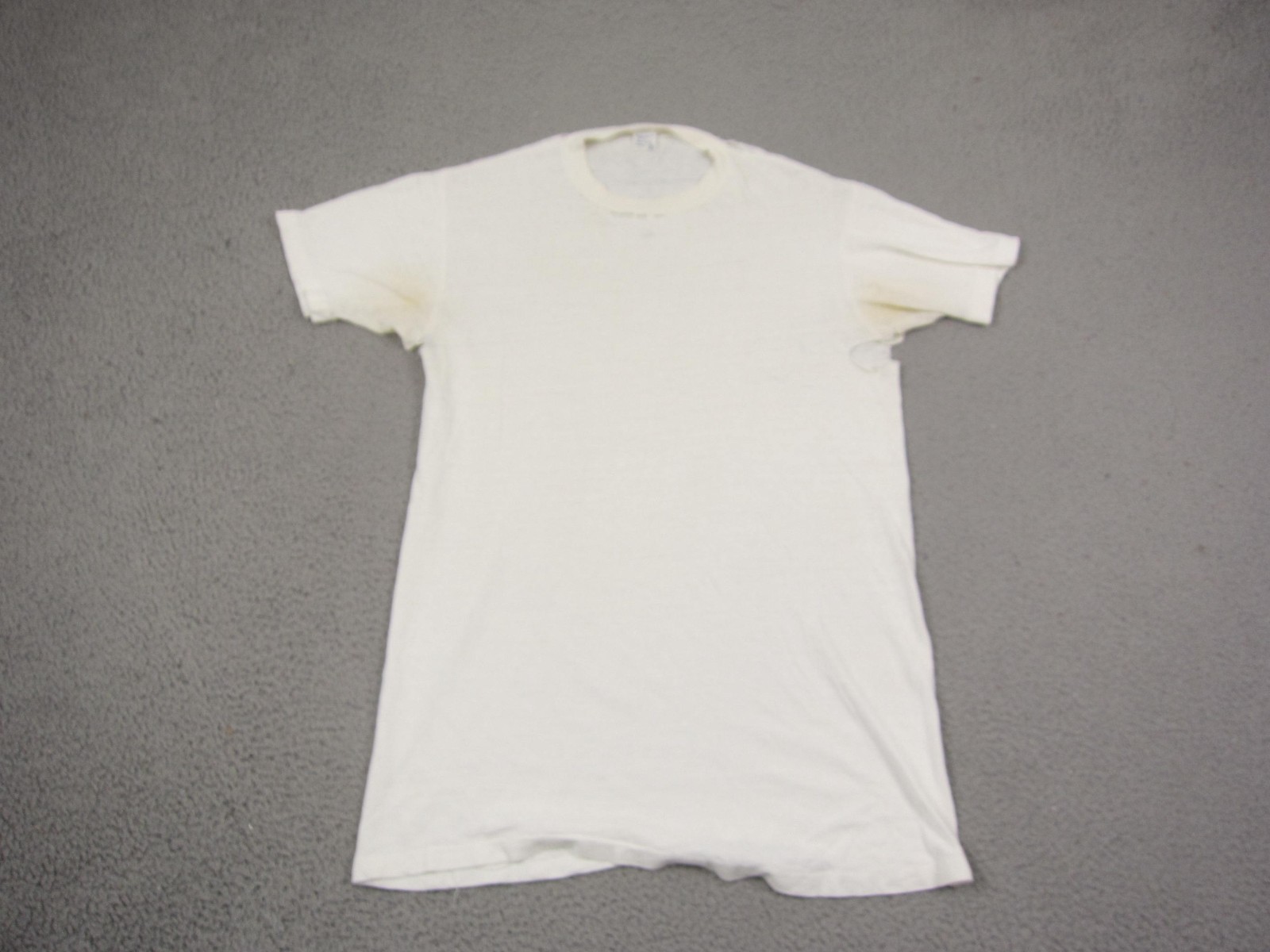 Vintage Shirt Mens Large Tall LT White Single Stitch Basic Casual 80s 70s Blank