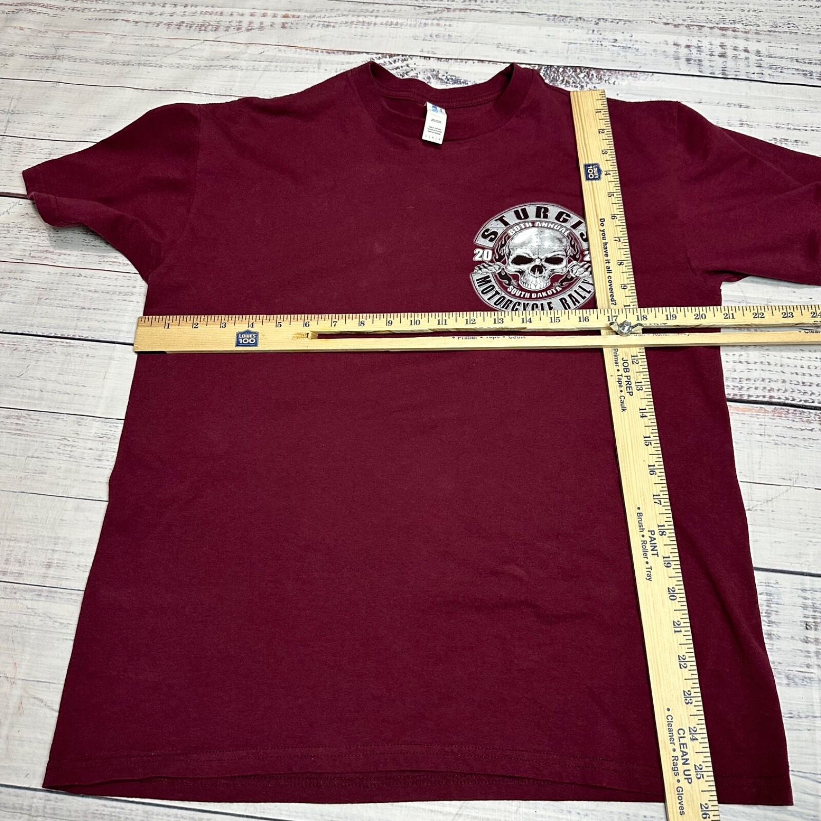 Suna Mens Sturgis 2020 Motorcycle Rally Short Sleeve T-Shirt L Burgundy Slim Fit