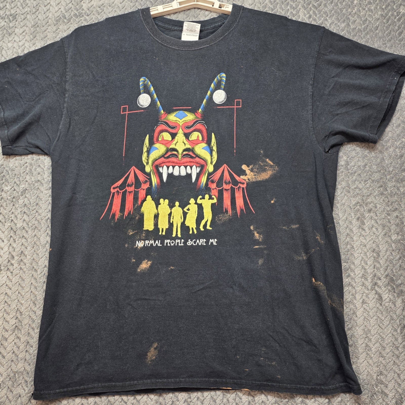 Distressed Horror Circus Graphic T Shirt Men’s Large Black Grunge Gothic