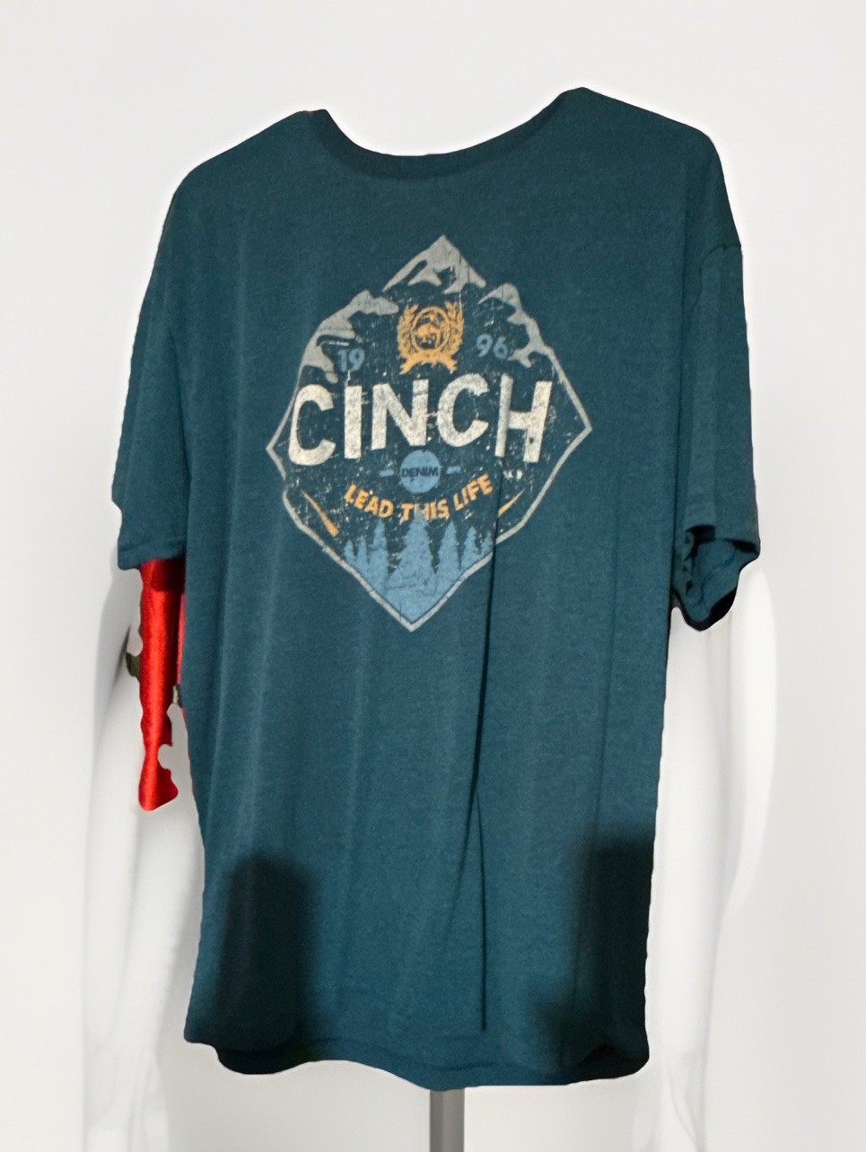 Cinch Men&rsquo;s Blue Graphic Logo T-Shirt XL Crew Neck Short Sleeve Cotton Blend