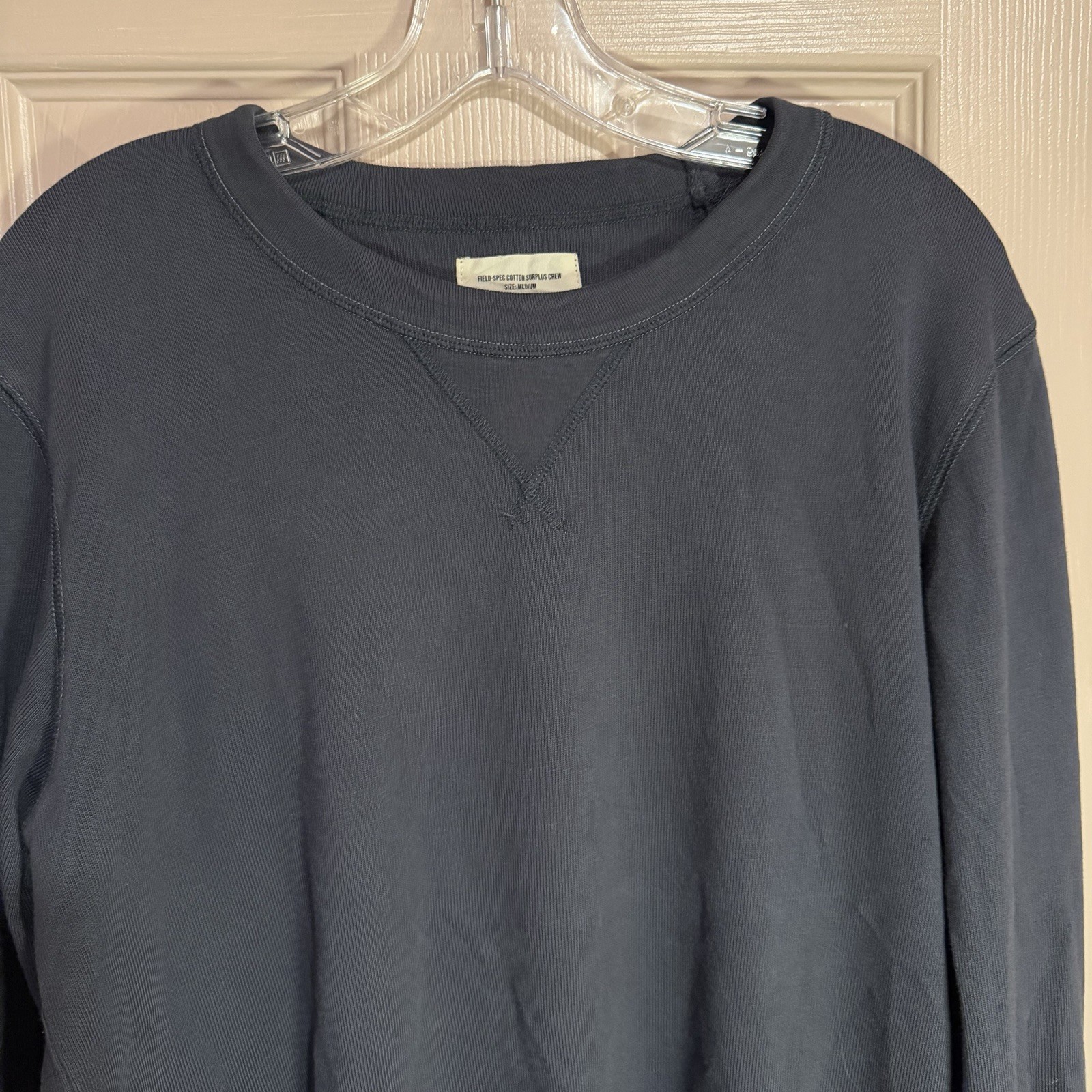 Buck Mason Field Spec Rugby Crew Medium Long Sleeve Heavyweight Cotton Tee Blue