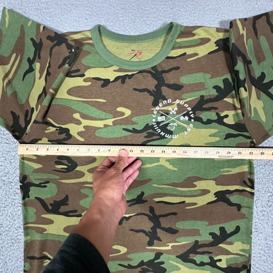 RothCO Shirt Mens XL Green Camo Graphic Tee Hunting Casual Preppy Logo