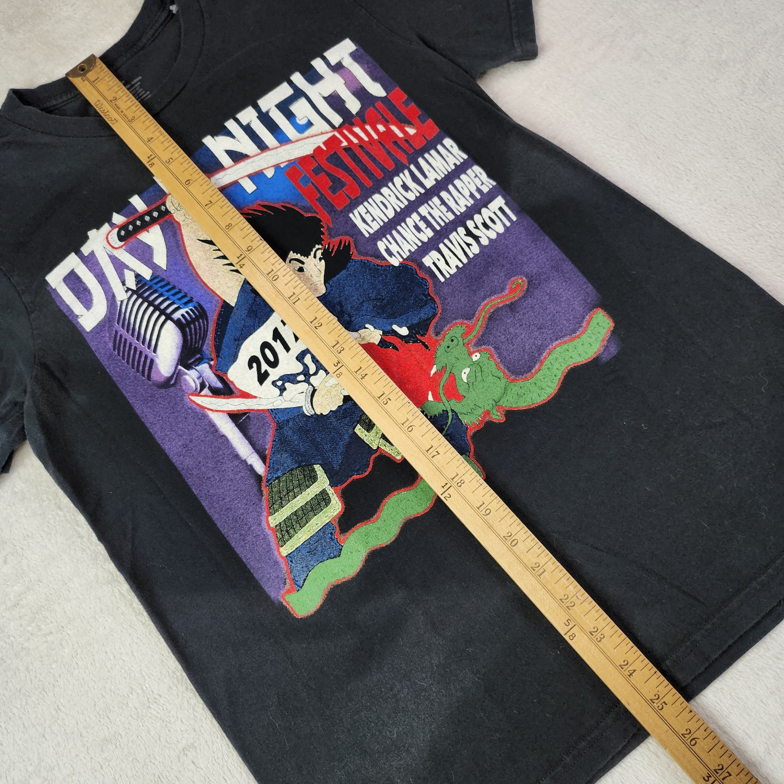 2017 DAY N NIGHT Festival T Shirt Adult Small Travis Scott Kendrick Lamar AOP
