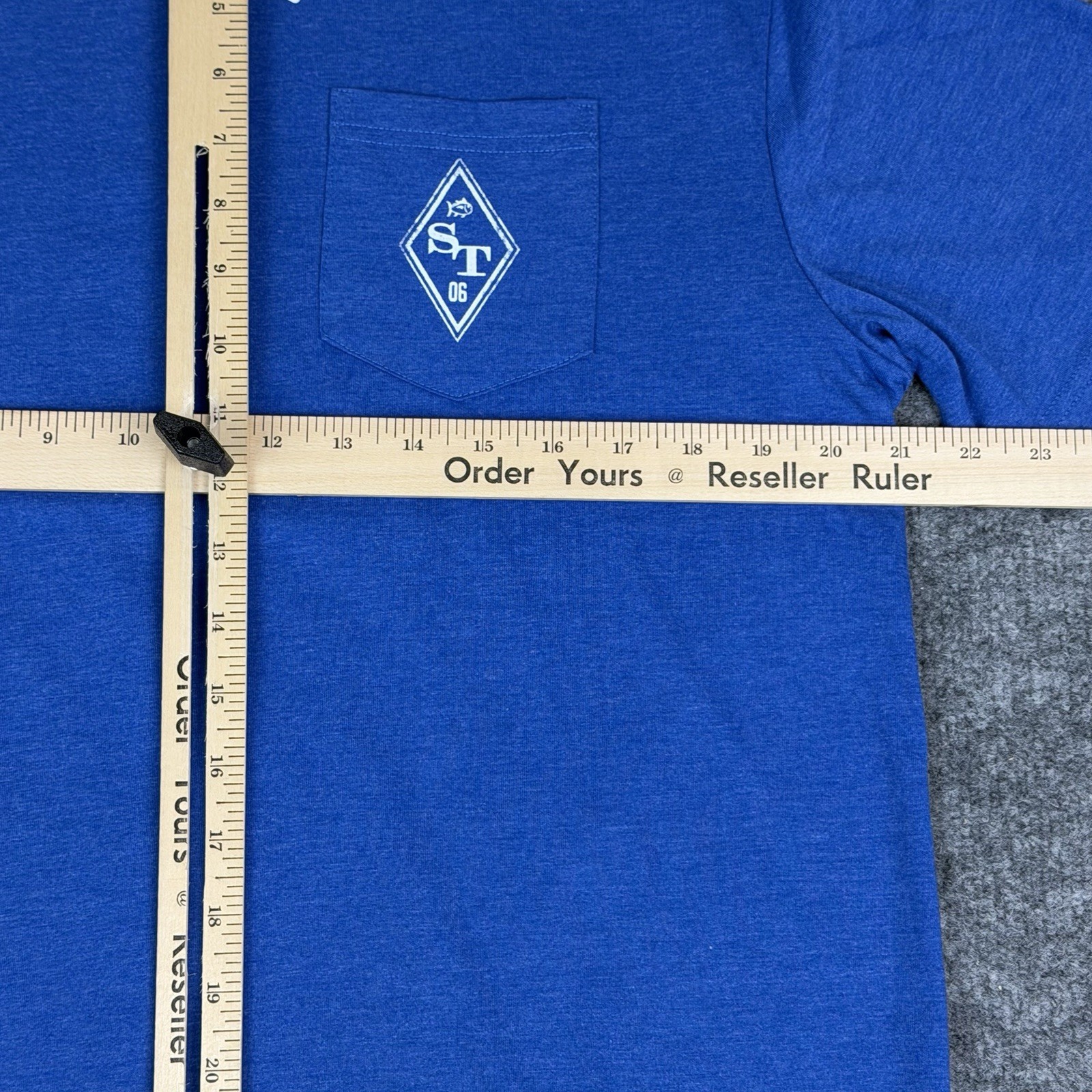 Southern Tide Shirt Mens M Blue Nautical Diamond Short Sleeve Pocket NWT