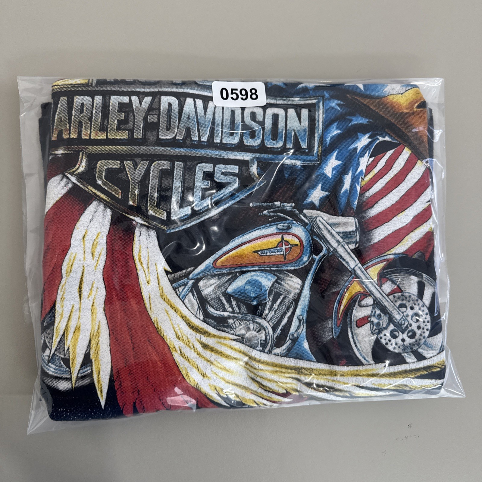 Vintage Harley Davidson 1996 Pacific Honolulu Long Sleeve T-Shirt Eagle Flag M