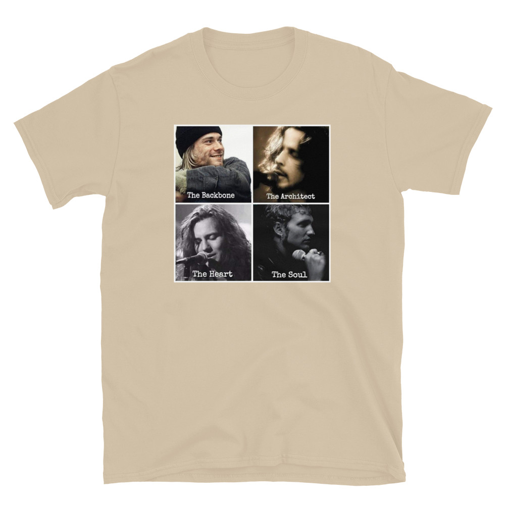 Kurt cobain, Chris Cornell, Layne Staley, Eddie Vedder, Tee