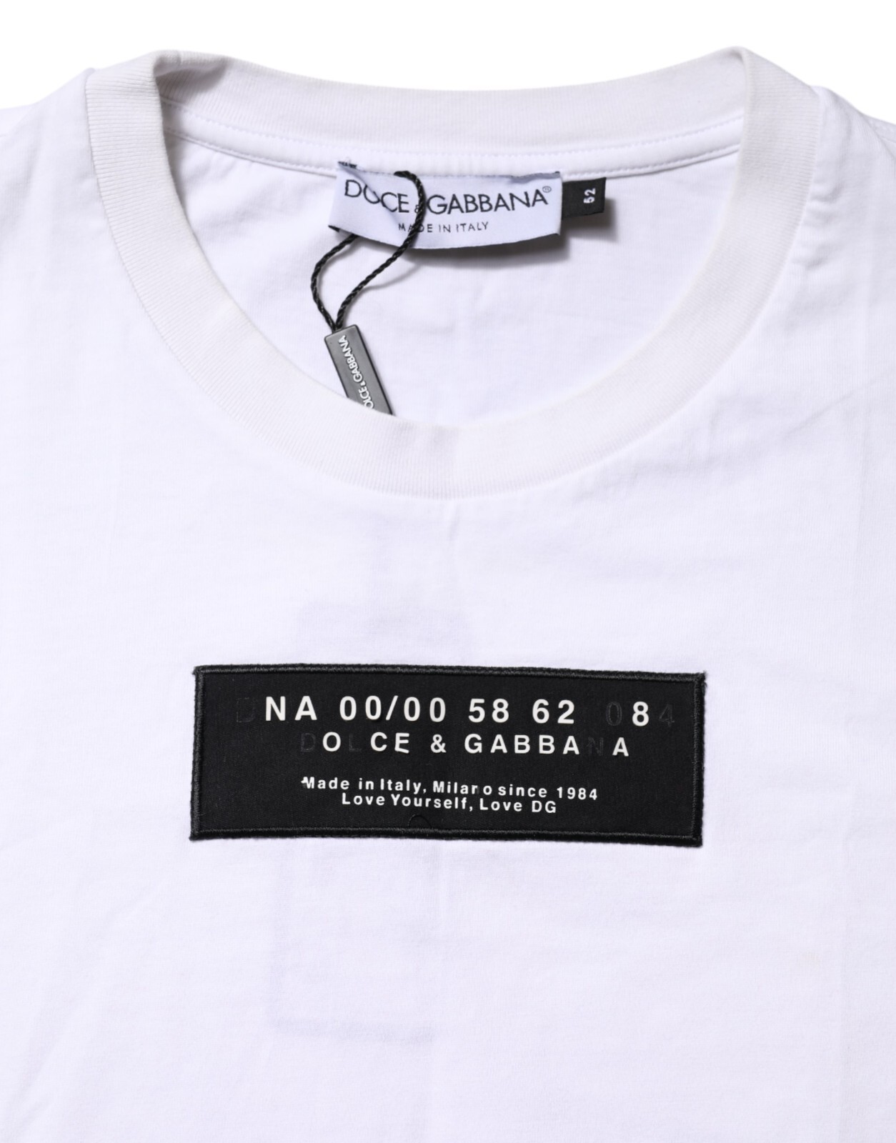 DOLCE & GABBANA T-shirt White Cotton Logo Patch Crew Neck IT52/US42/XL 640usd