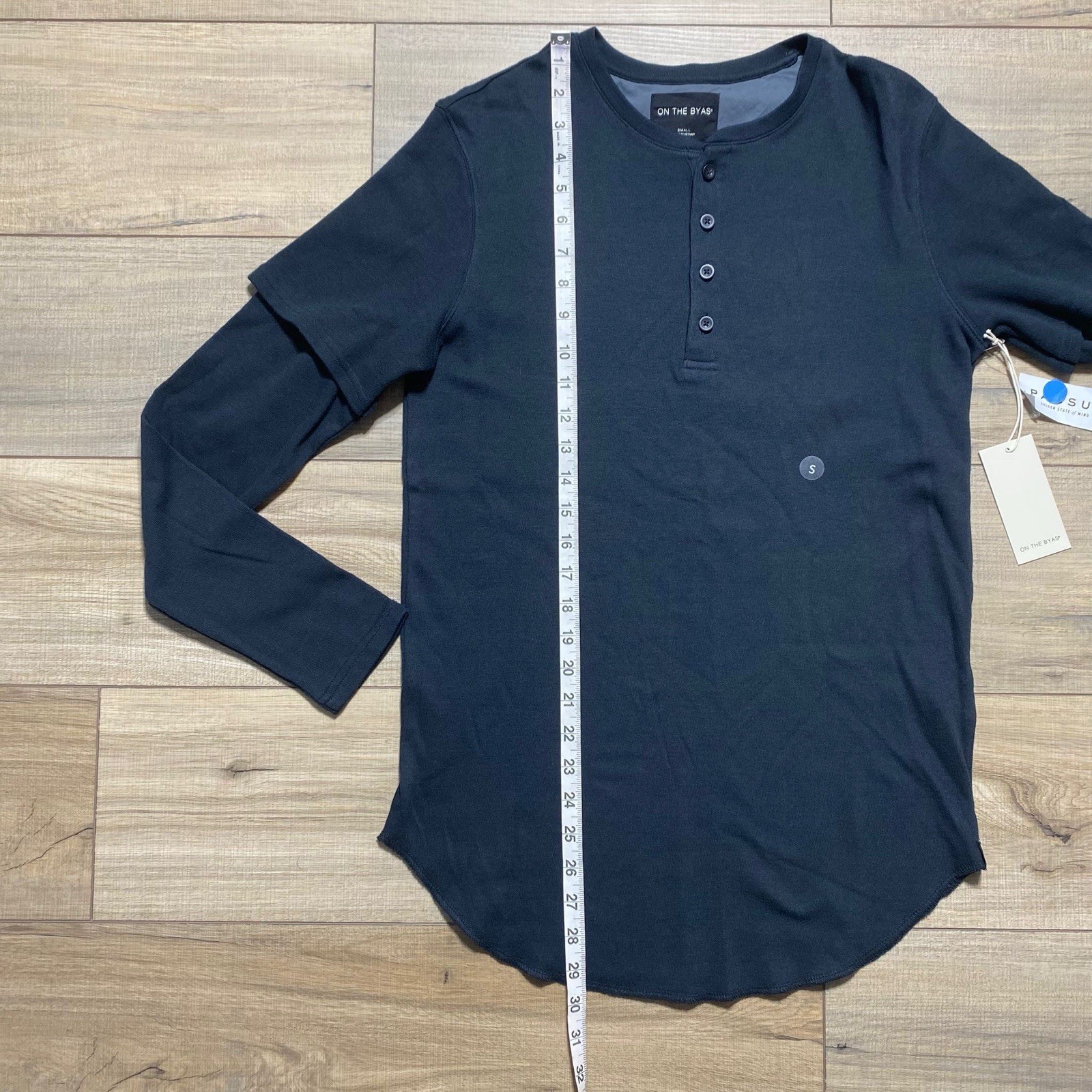 PacSun On the Byas Shirt Mens Long Sleeve Henley Shirt Size Small Longer Length
